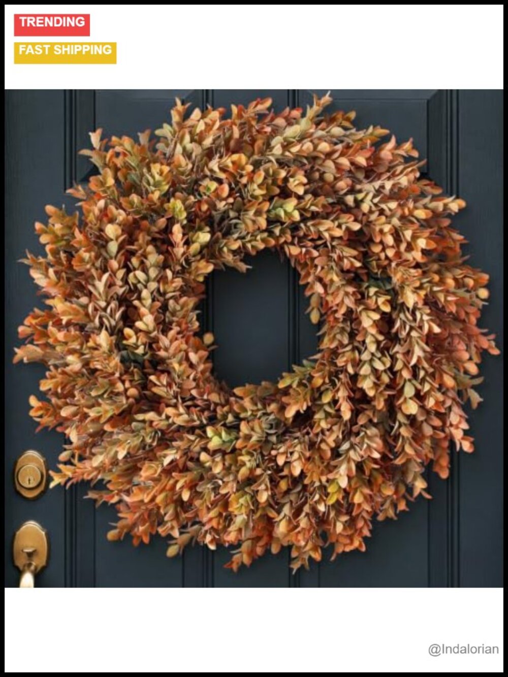 26" Artificial Fall Azalea Leaves Wreath Front Door Decor UV Resistant